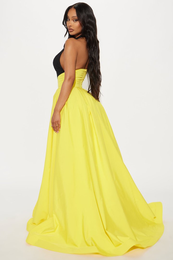 Sarah Contrast Gown - Yellow/combo