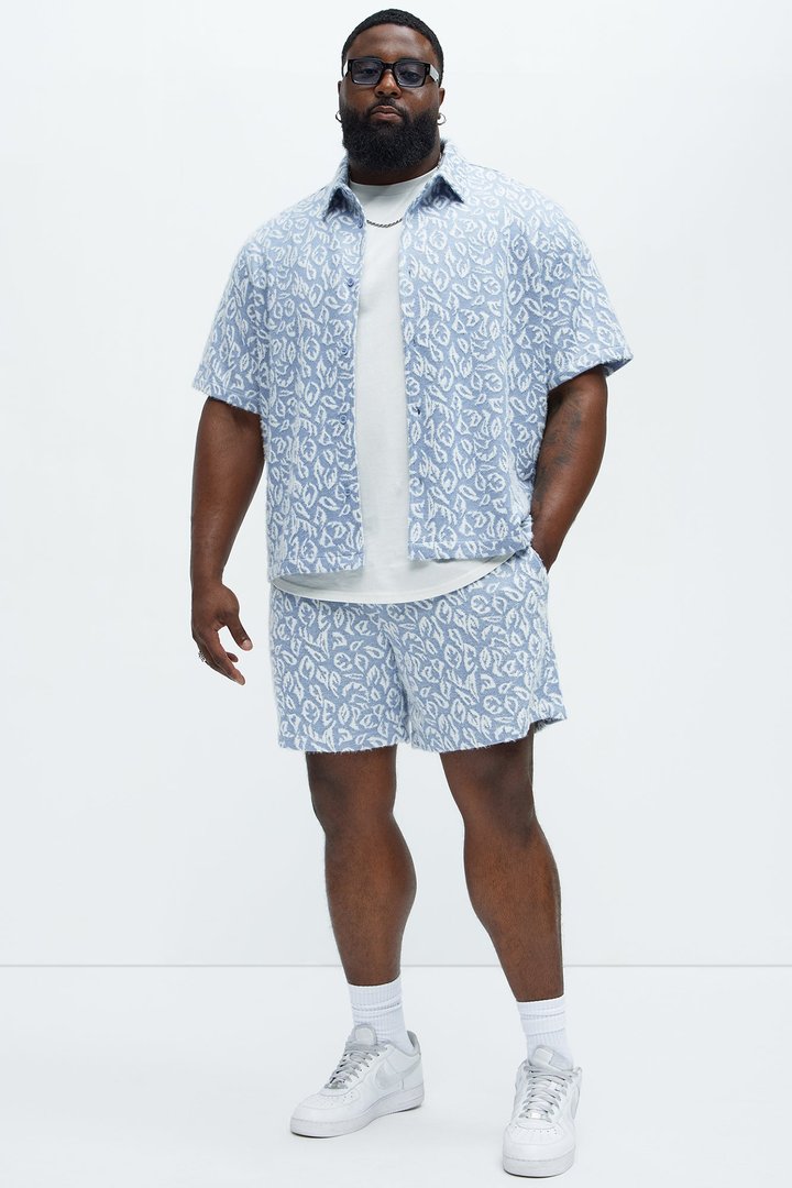 Jacquard Foliage Shorts - Blue/combo