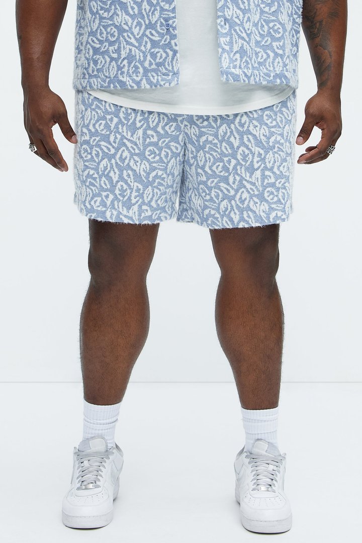Jacquard Foliage Shorts - Blue/combo