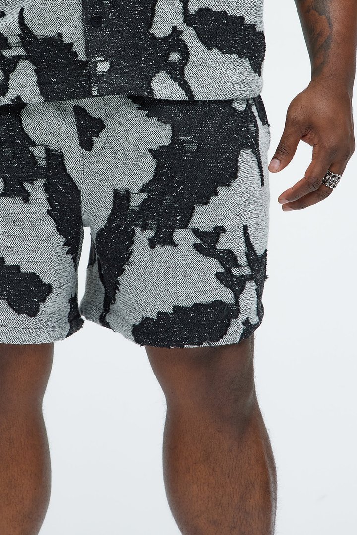 Inkblot Textured Shorts - Black/combo