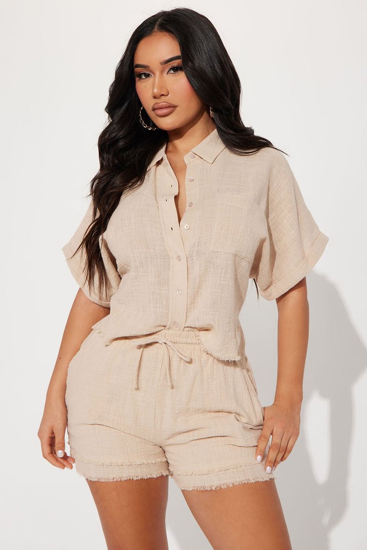 Easy Breezy Linen Short Set - Taupe
