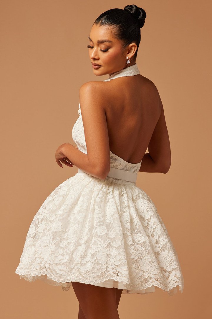 Colette Lace Mini Dress - White