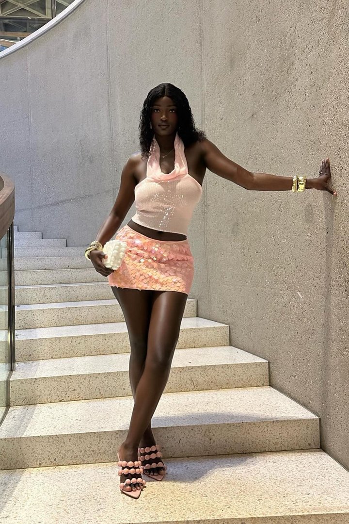 Remi Sequin Micro Mini Skirt - Pink