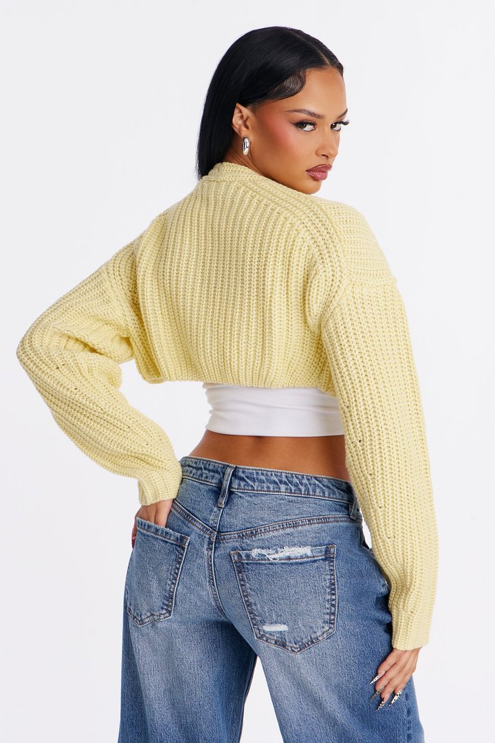 Cool Girl Mood Bolero Sweater - Butter Yellow
