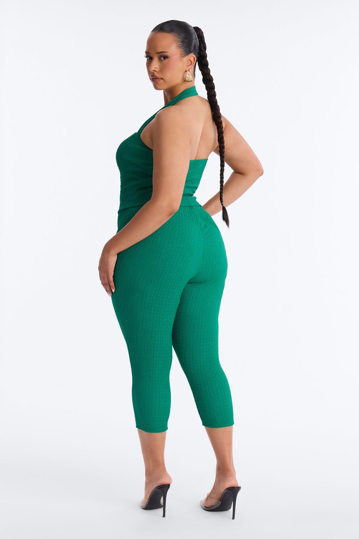 Delilah Textured Halter Capri Pant Set - Kelly Green