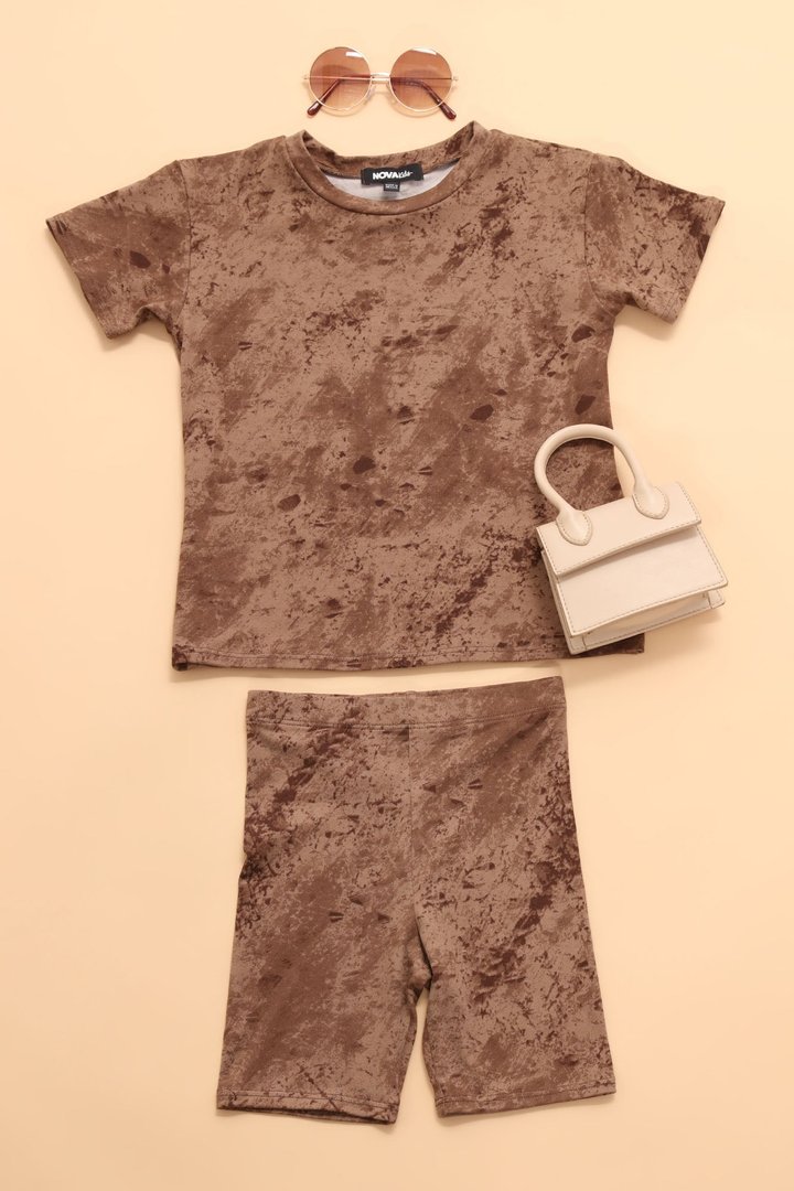 Mini Chelsea Biker Short Set - Chocolate