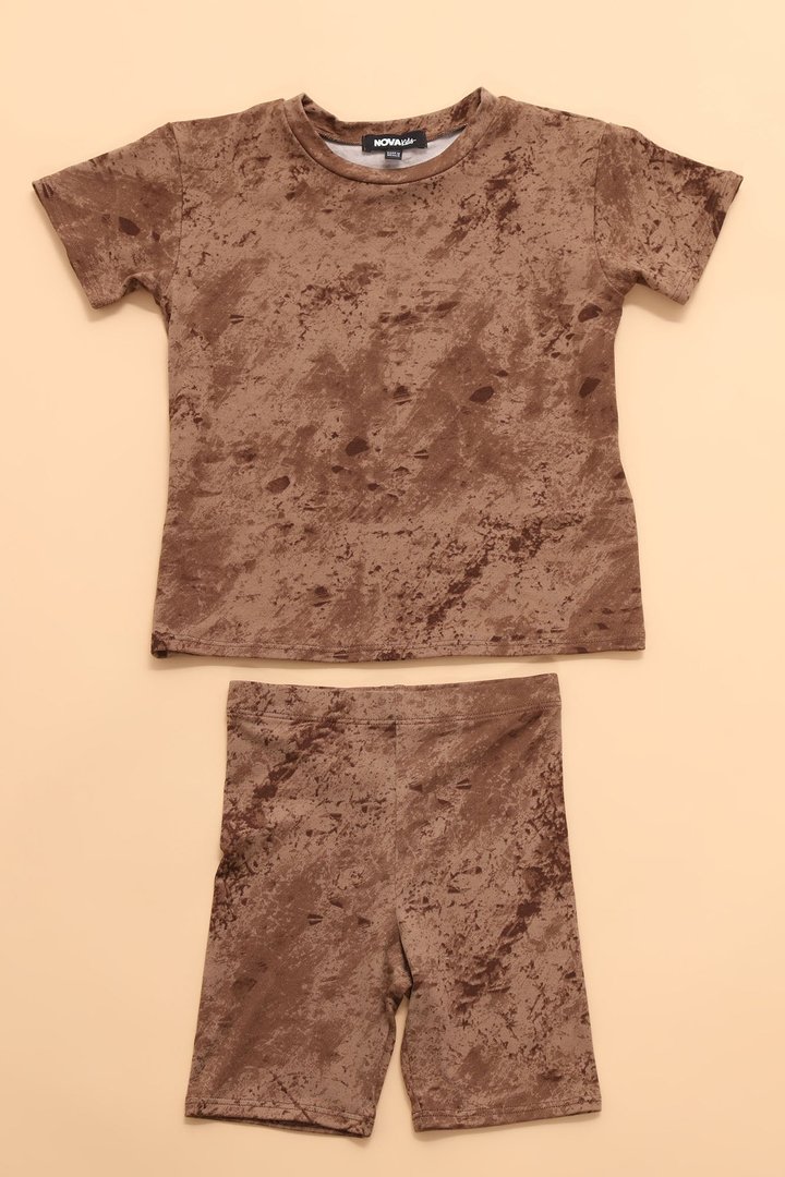 Mini Chelsea Biker Short Set - Chocolate