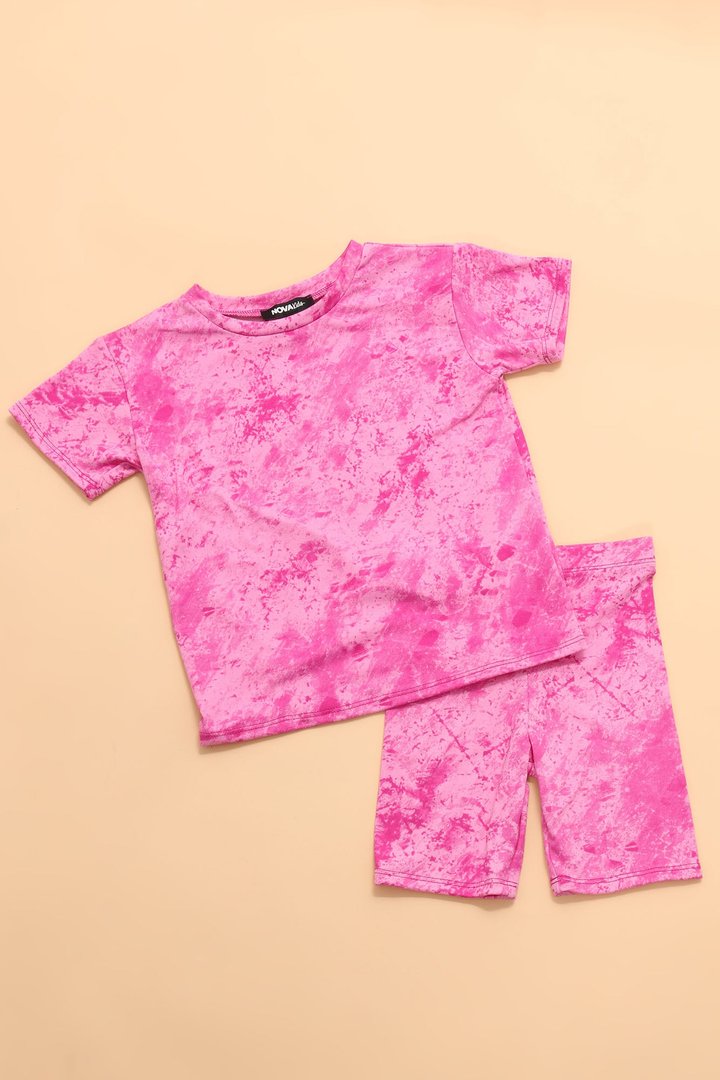 Mini Chelsea Biker Short Set - Magenta