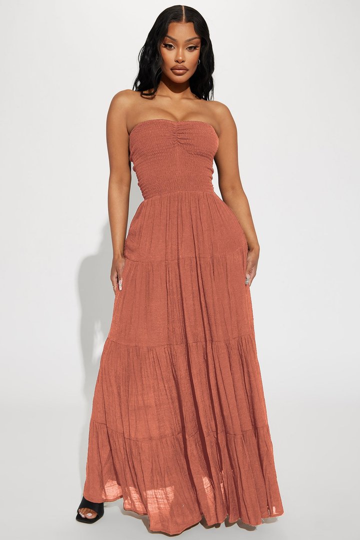 Almafi Coast Maxi Dress - Rust