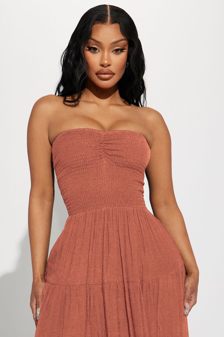 Almafi Coast Maxi Dress - Rust