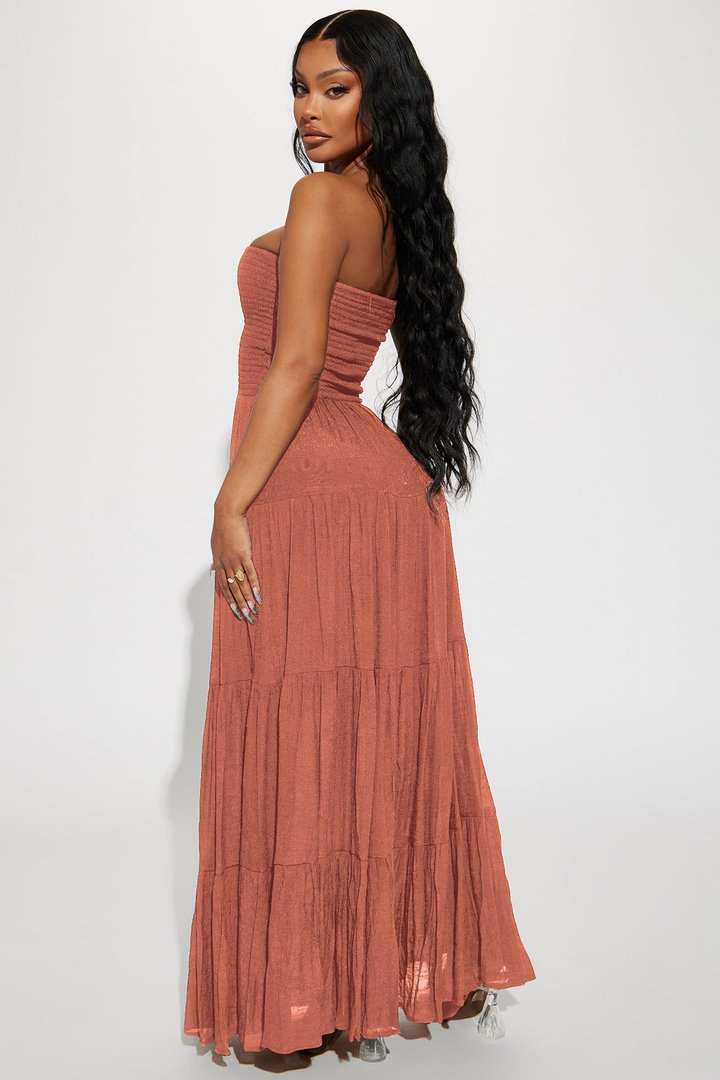 Almafi Coast Maxi Dress - Rust