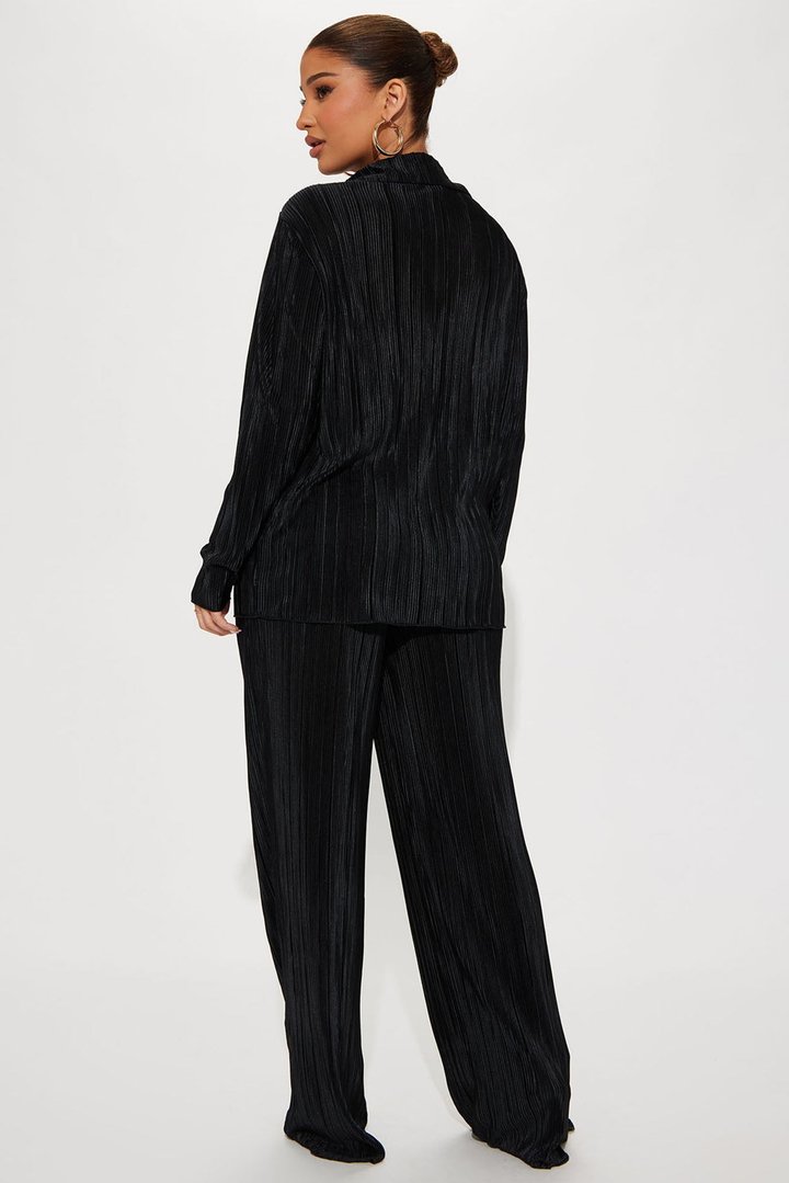 If It Plisse You Pant Set - Black