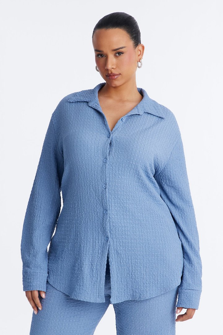 Fly With Me Textured Pant Set - Denim