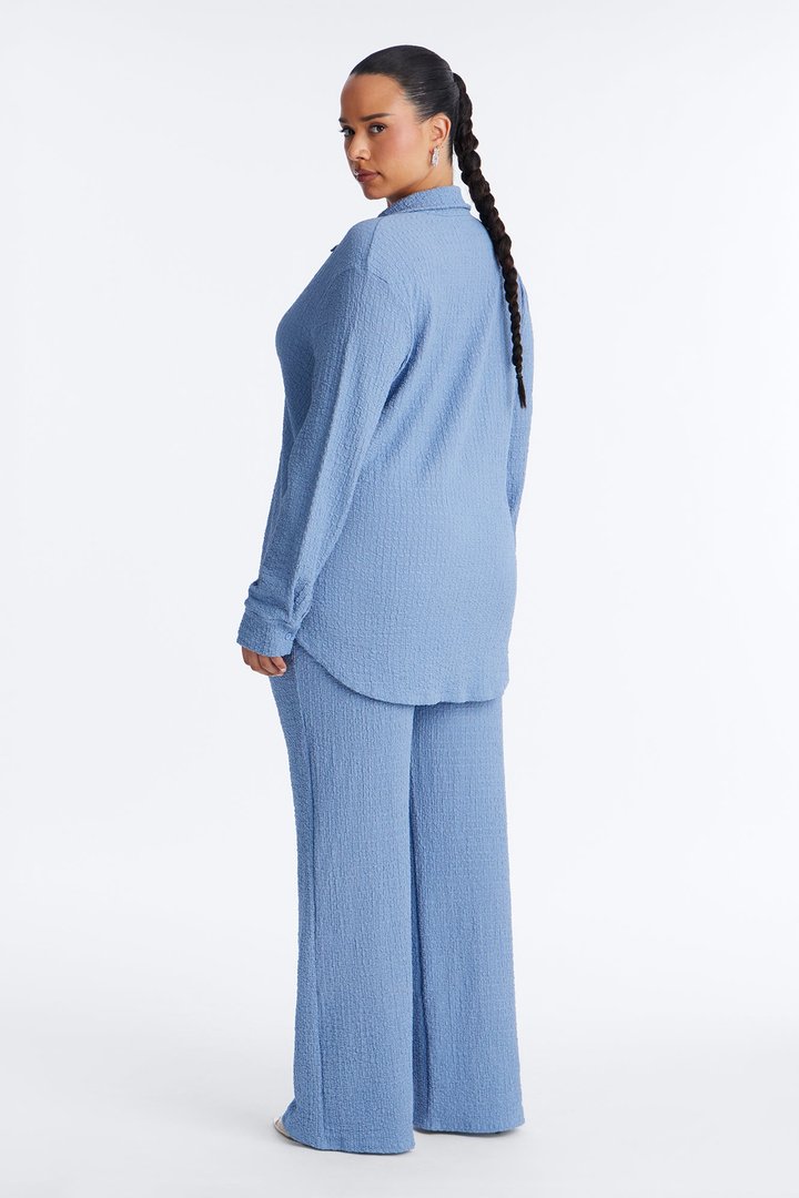 Fly With Me Textured Pant Set - Denim
