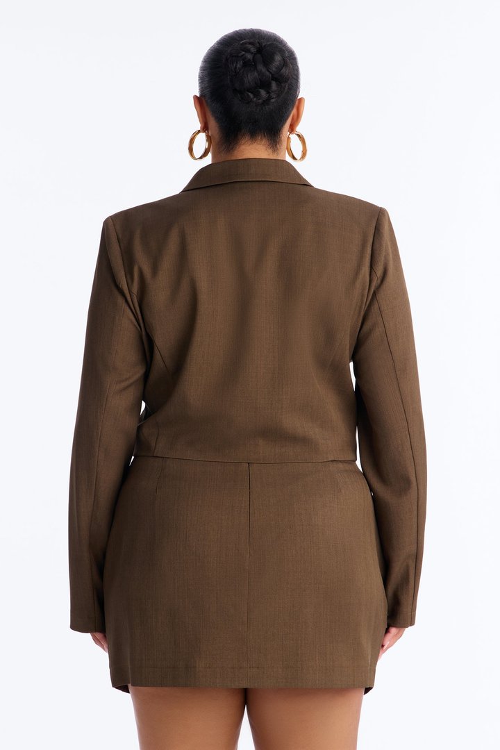 Lost Files Cropped Blazer - Brown