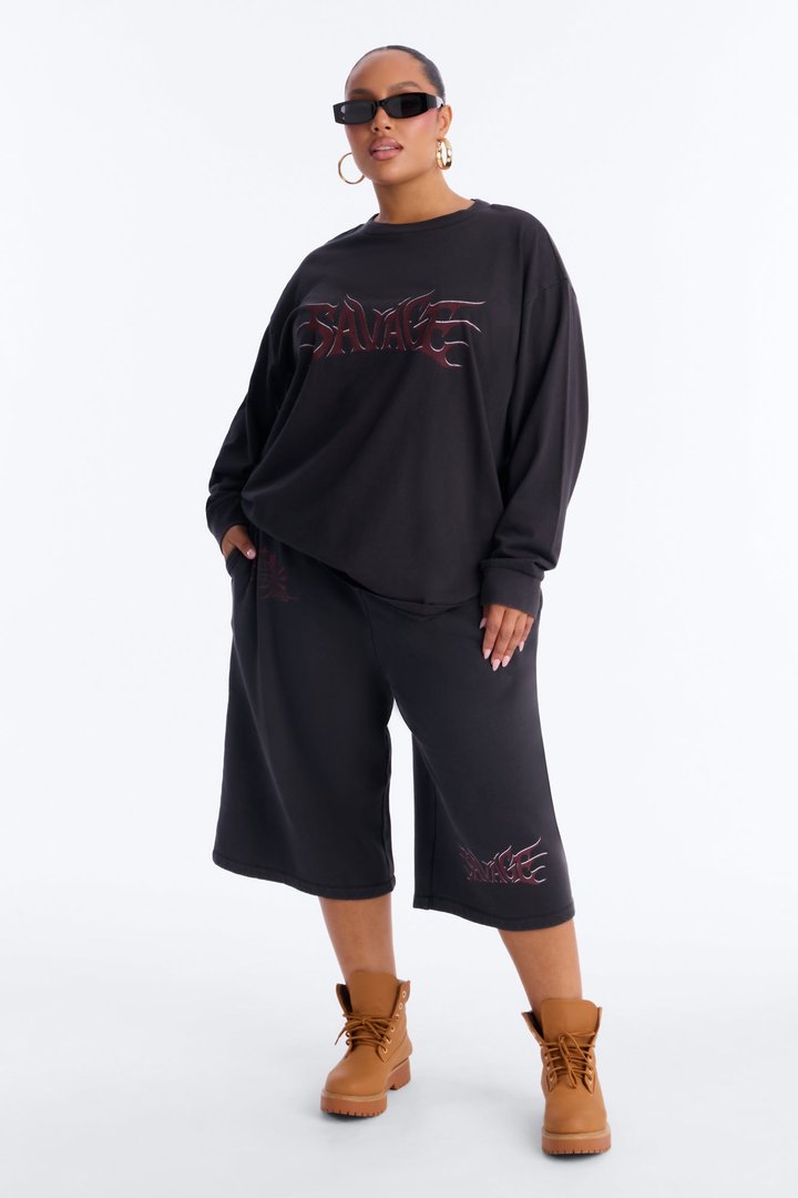 Born Savage Sweat Shorts - Charcoal