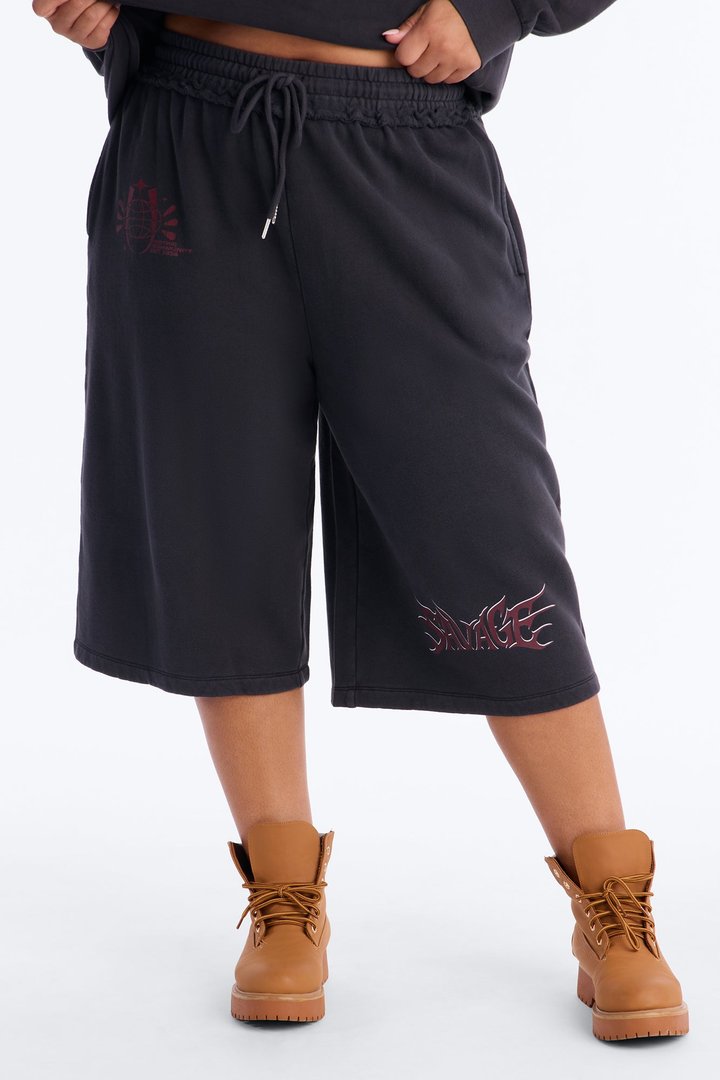 Born Savage Sweat Shorts - Charcoal
