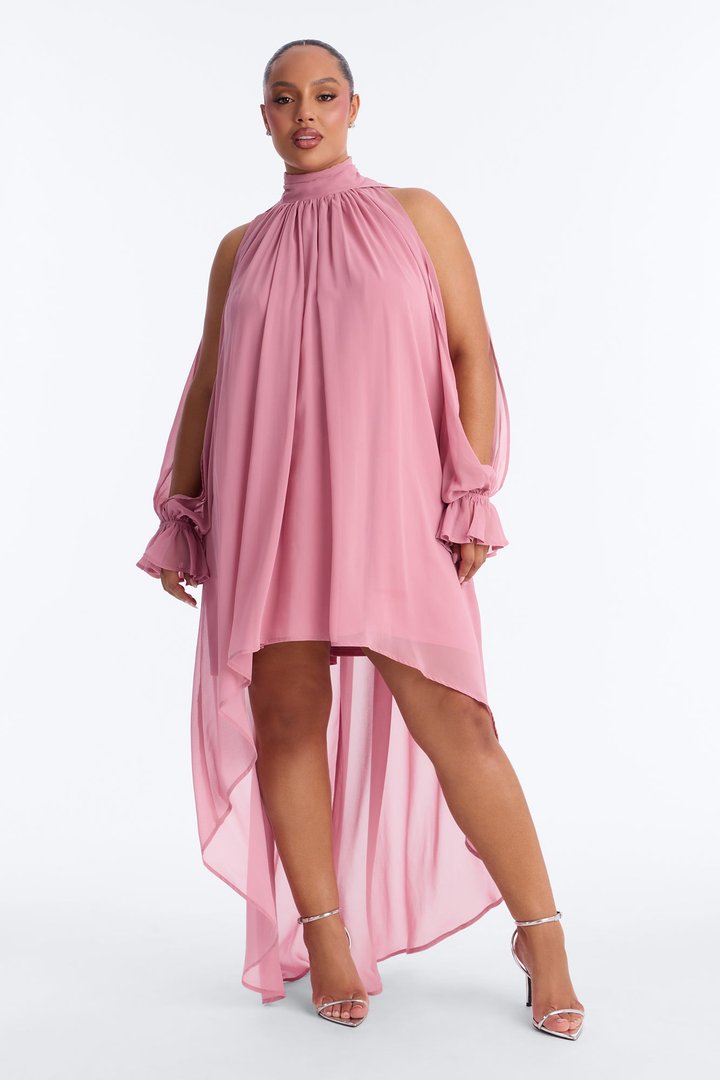 Aryal Long Sleeve Chiffon Maxi Dress - Mauve