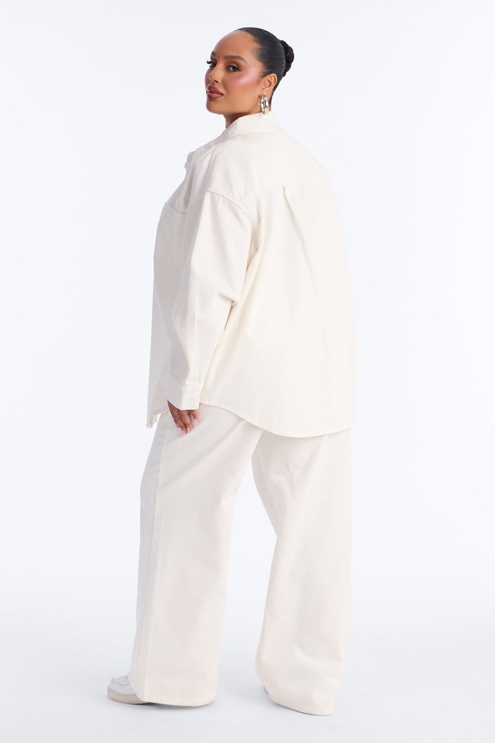 Del Rey Denim Pant Set - White