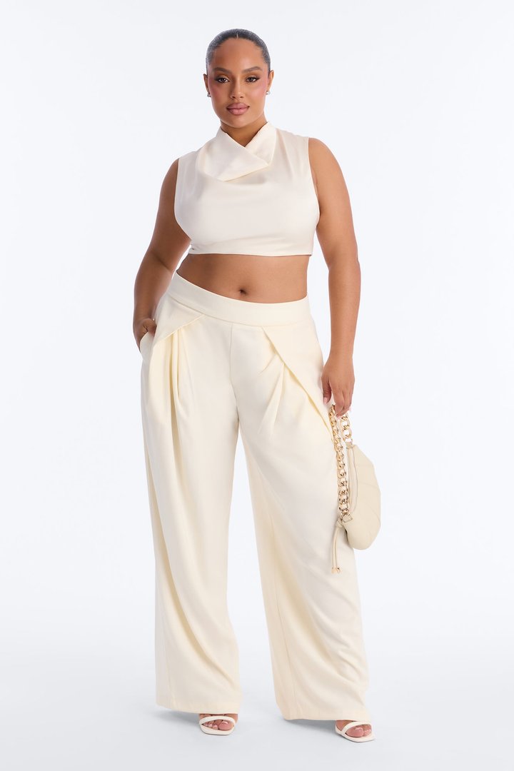 Ada Wide Leg Trouser Pant 32″ - Cream