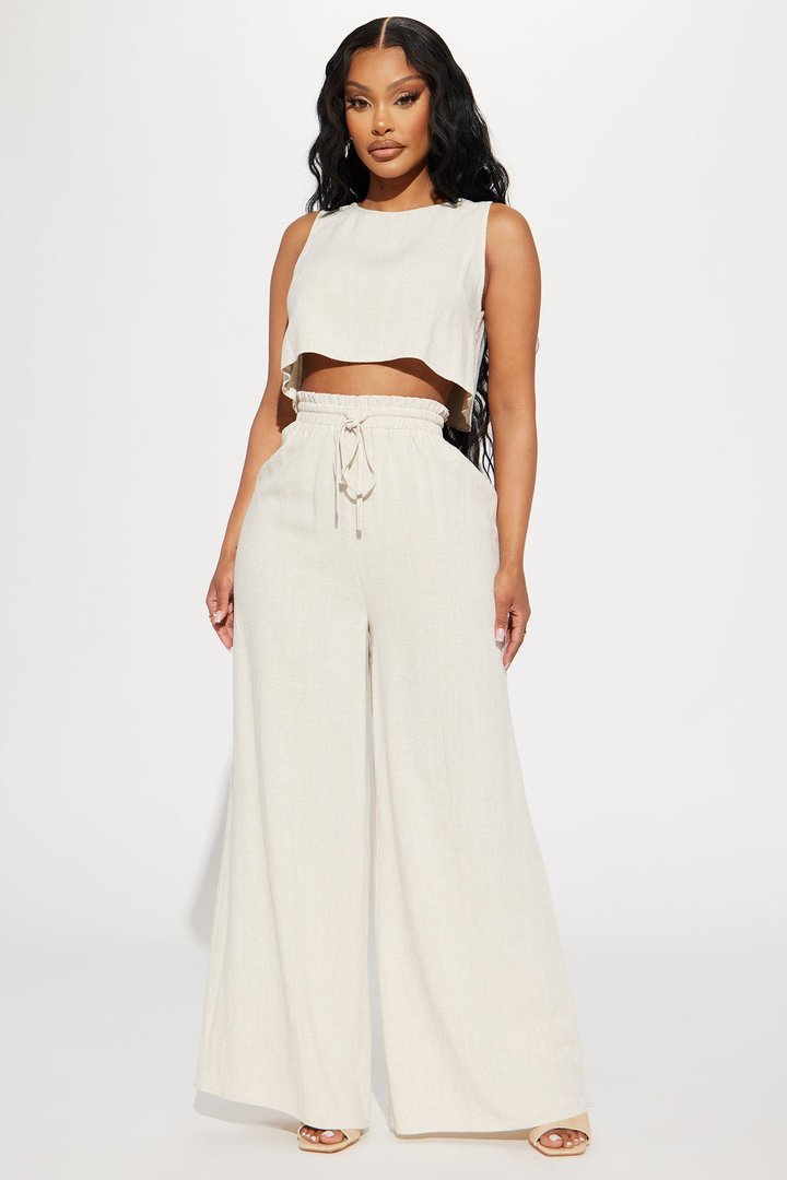Day Dreaming Linen Pant Set - Oatmeal
