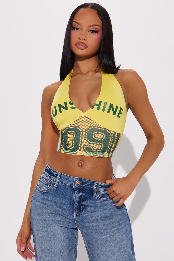 Sunshine Honey Halter Top - Yellow