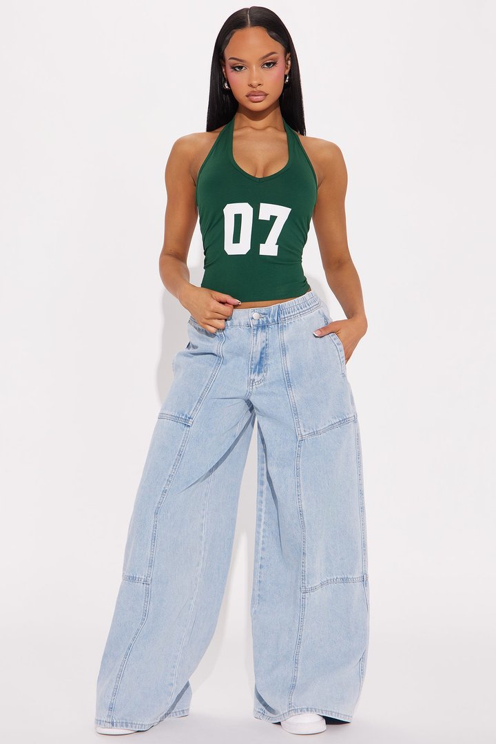 Lucky You Halter Top - Hunter Green