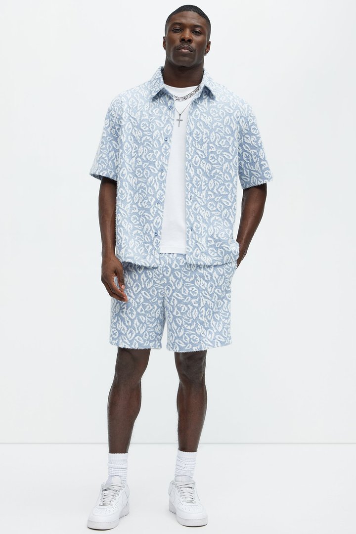 Jacquard Foliage Shorts - Blue/combo