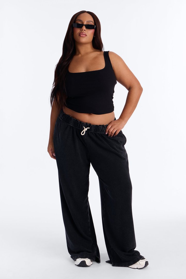 Madison Basic Square Neck Tank Top - Black