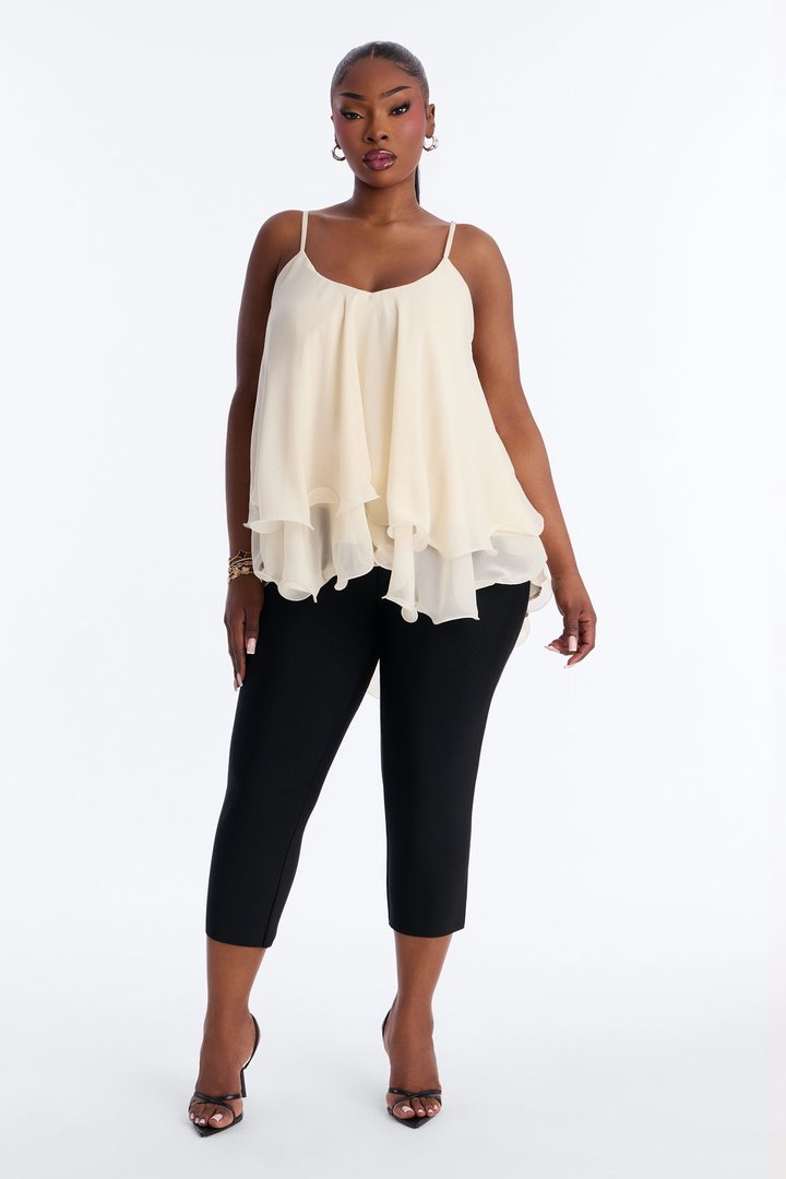 Nadia Ruffle Extreme Ruffle Cami Top - Cream