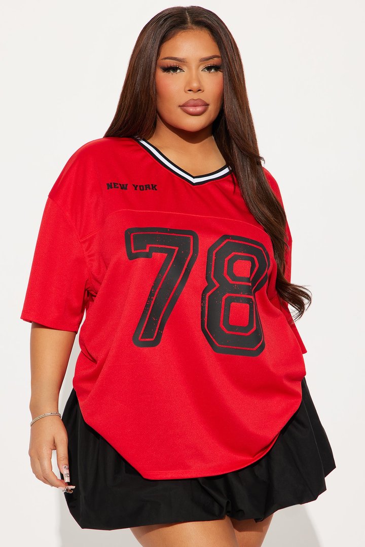 Alessia Jersey Tee - Red