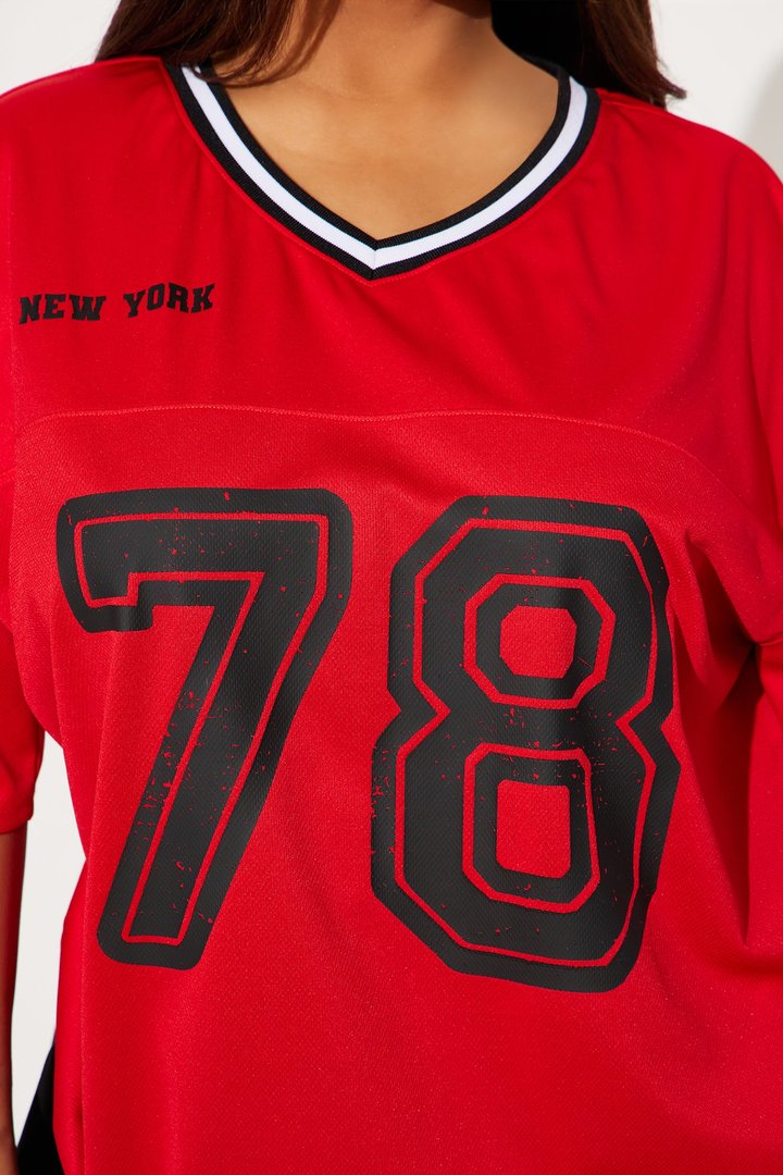 Alessia Jersey Tee - Red