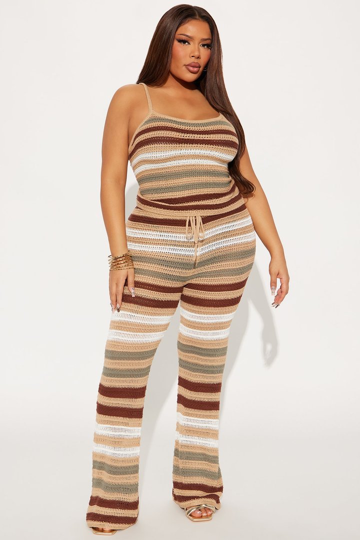 Keila Crochet Pant Set - Taupe/combo