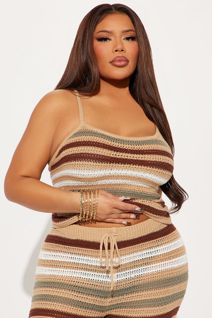 Keila Crochet Pant Set - Taupe/combo