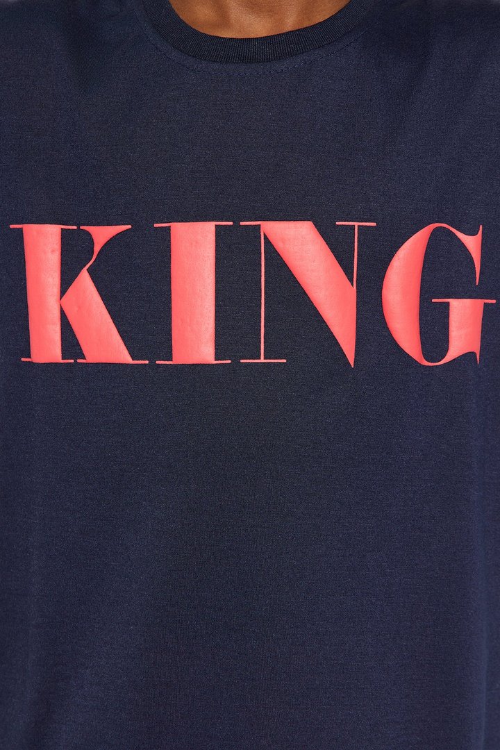 Mini He's The KING Short Set - Navy/Red
