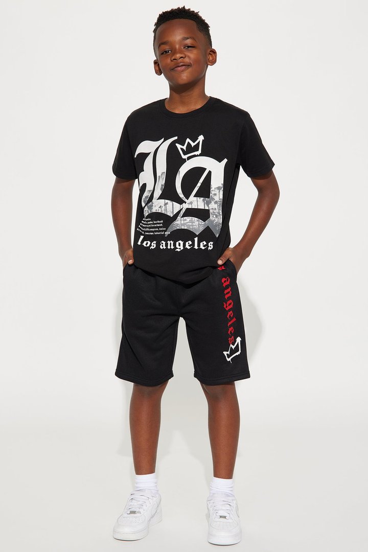 Mini King Of LA Skyline Fleece Short Set - Black/combo