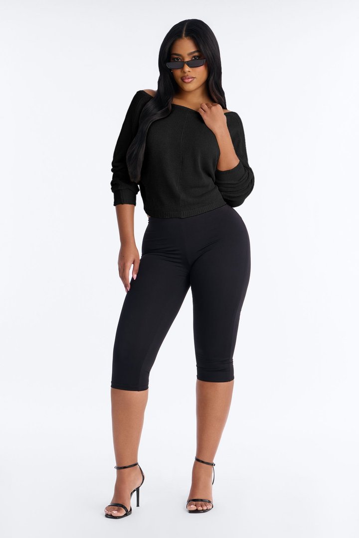 Island Girl Backless Sweater Top - Black