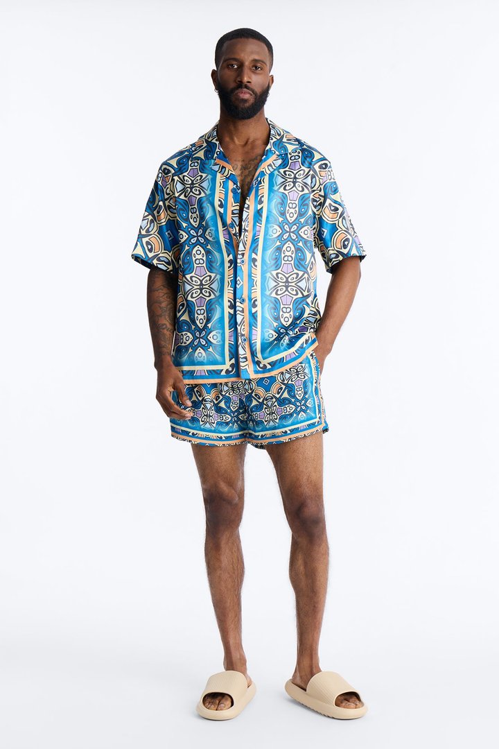 Mosaic Resort Printed Swim Trunk 4″ - Multi Color