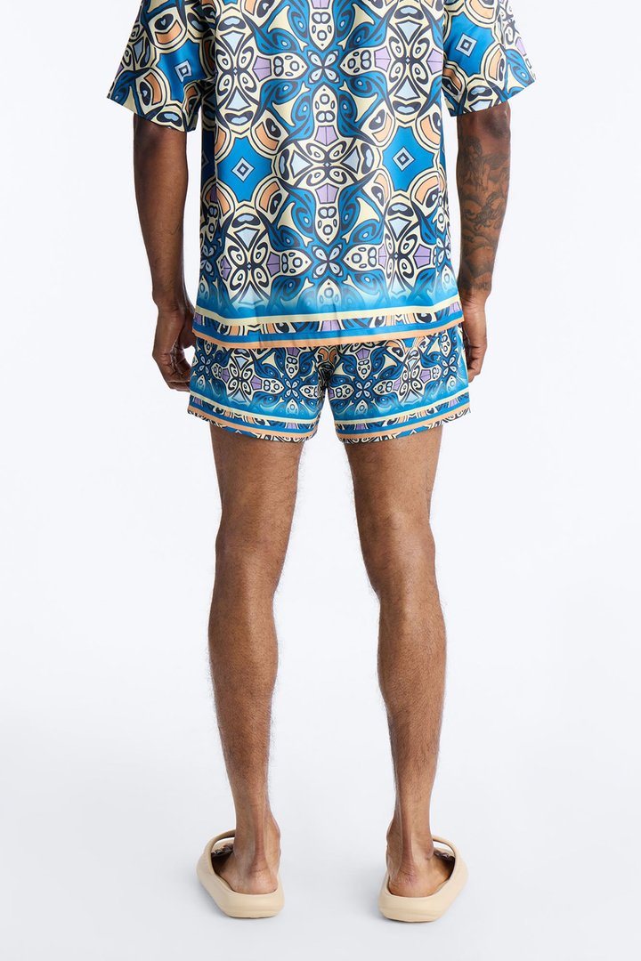 Mosaic Resort Printed Swim Trunk 4″ - Multi Color
