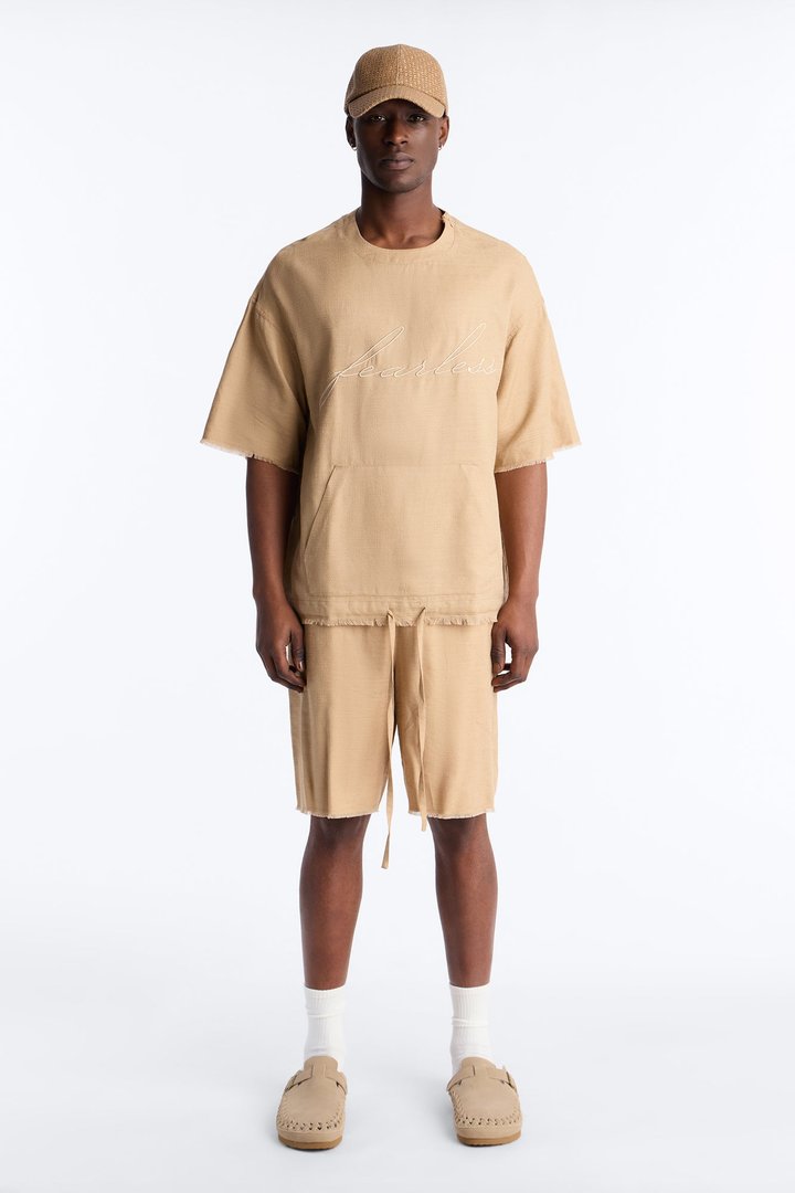Relaxed Tropic Fearless Frayed Short - Tan