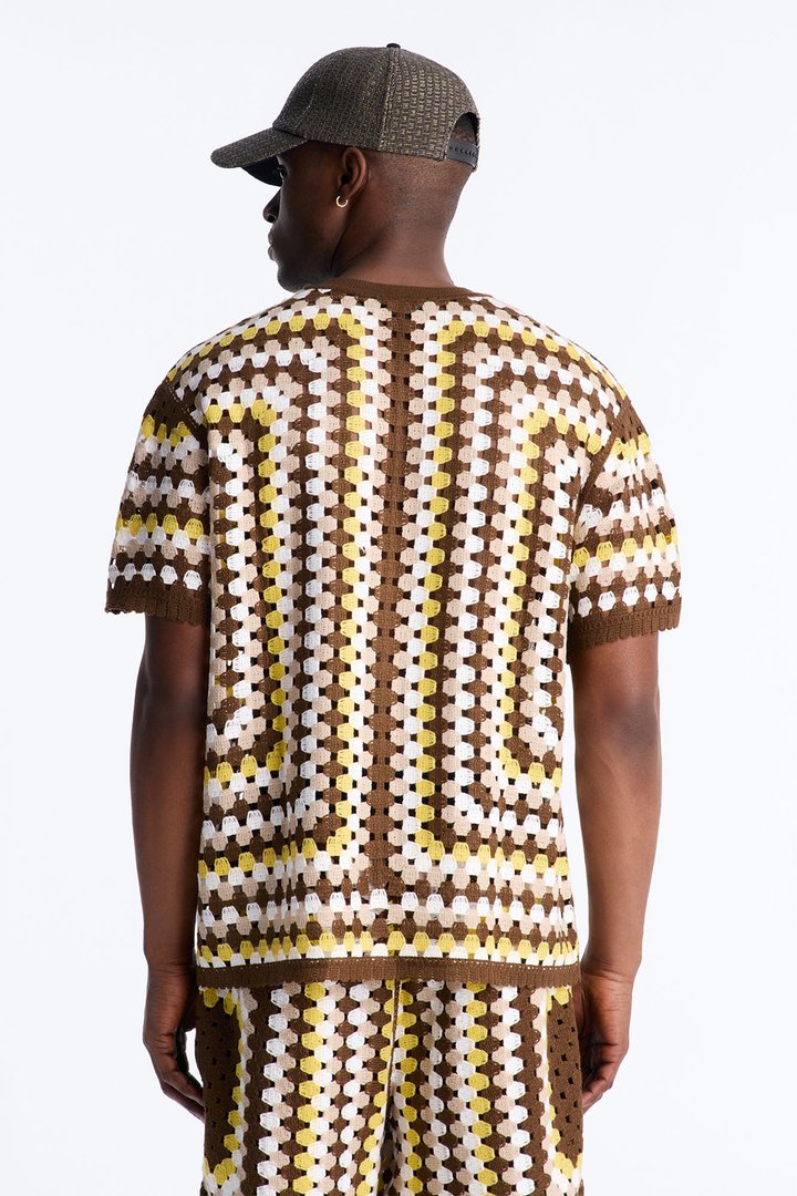 Relaxed Menorca Crochet Crew Neck - Multi Color