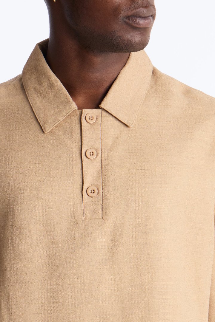 Oversized Tropic Fearless Polo Shirt - Tan