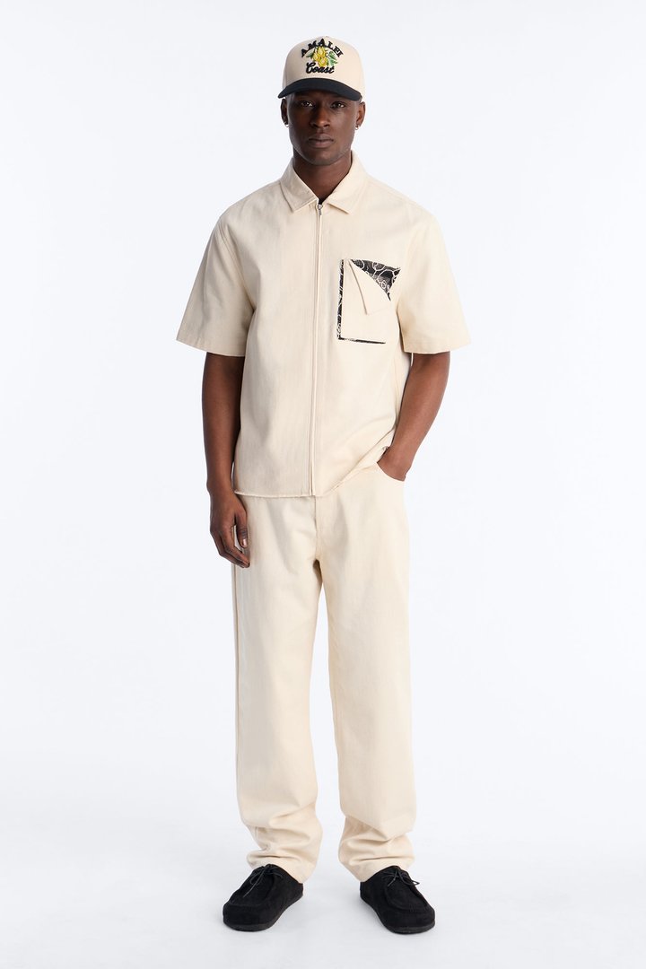 Straight Textured Paradise Thread Pant - Cream