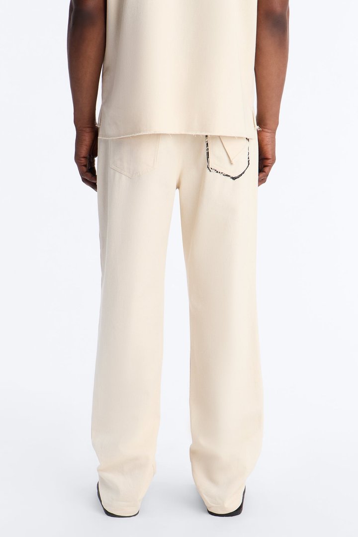 Straight Textured Paradise Thread Pant - Cream