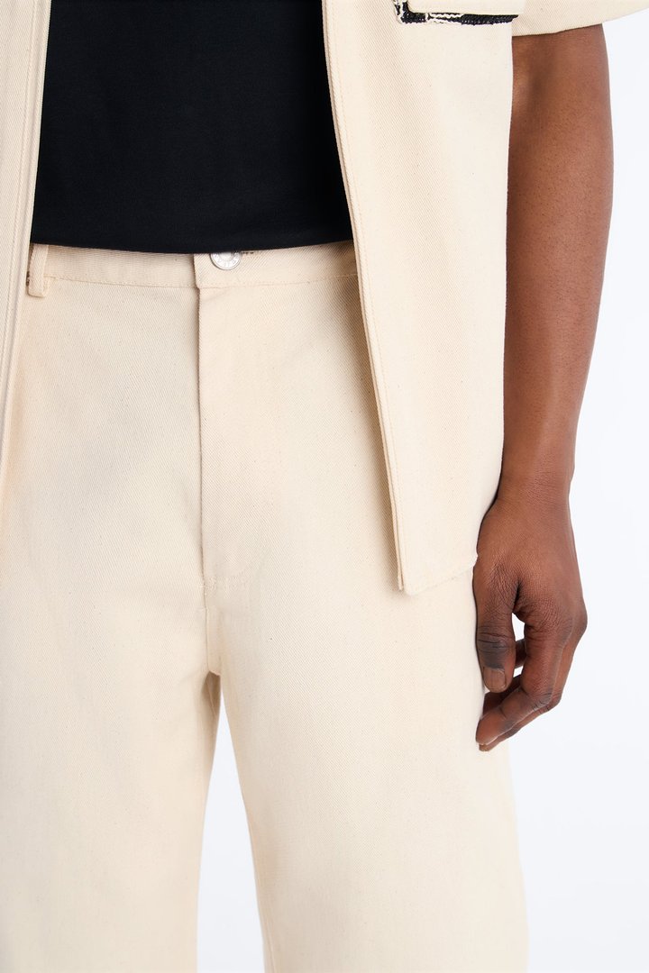 Straight Textured Paradise Thread Pant - Cream