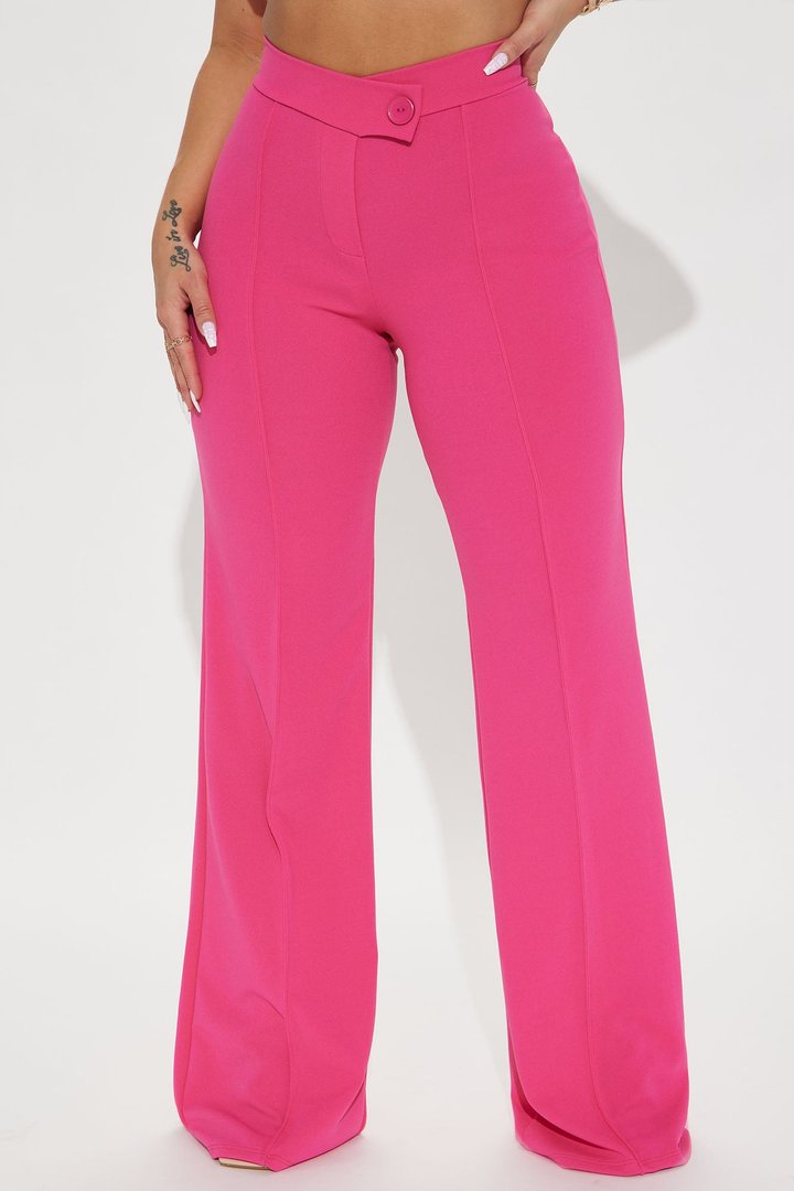 Call It Even Wide Leg Dress Pants - Fuchsia
