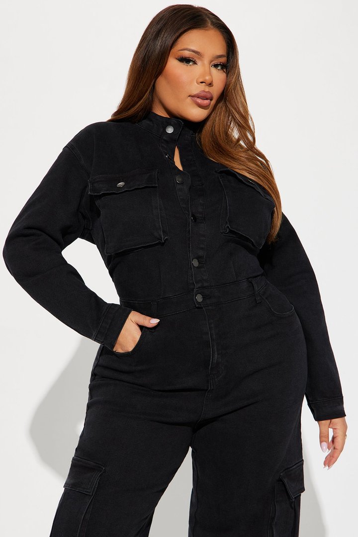 Stunning Allure Denim Jumpsuit - Black