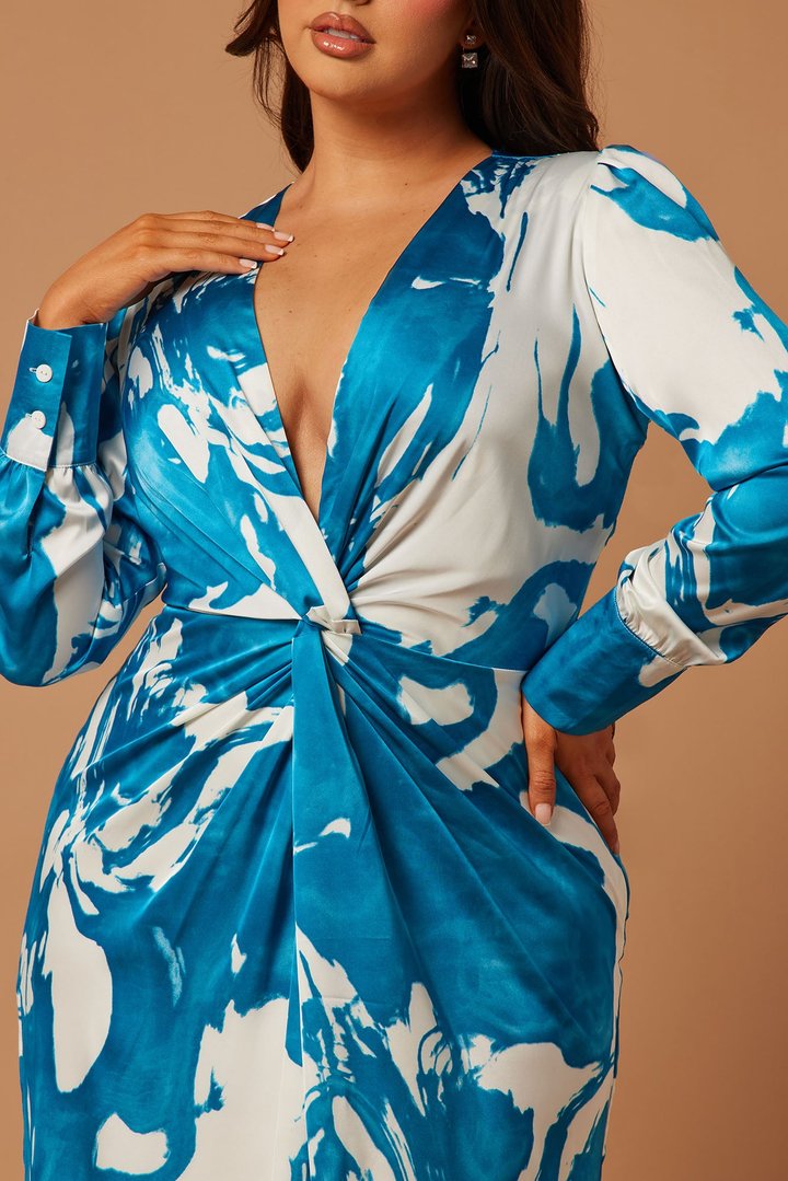 Melissa Satin Maxi Dress - Turquoise