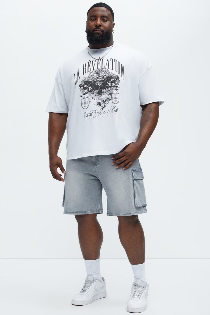 Relaxed Cornell Cargo Denim Shorts - Slate Grey