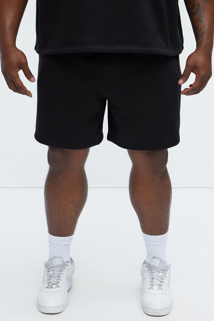Tayson Oversized Heavyweight Striped Shorts - Black